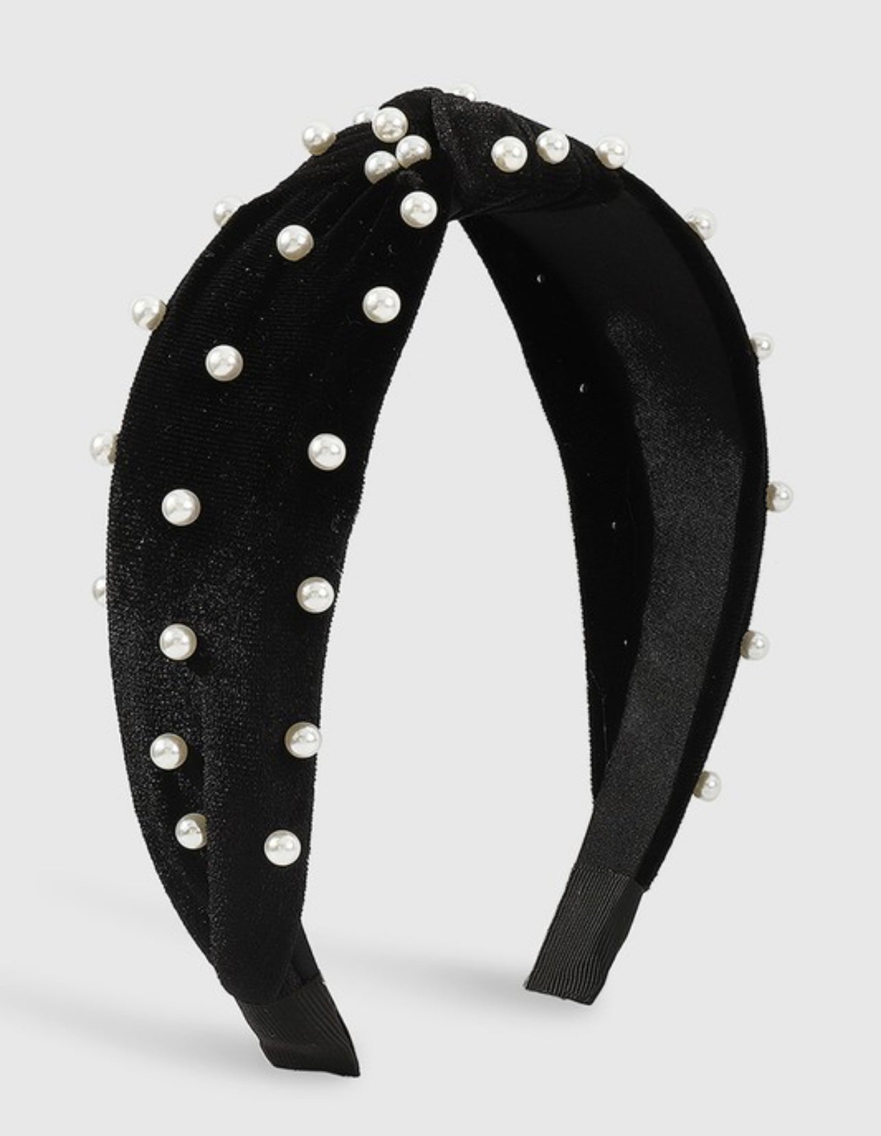 Velvet Topknot headband with pearls