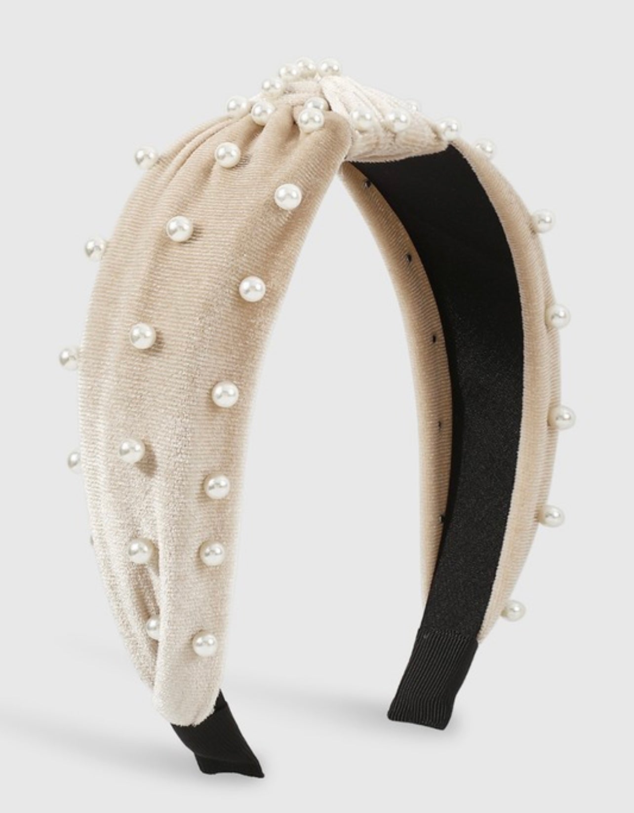 Velvet Topknot headband with pearls