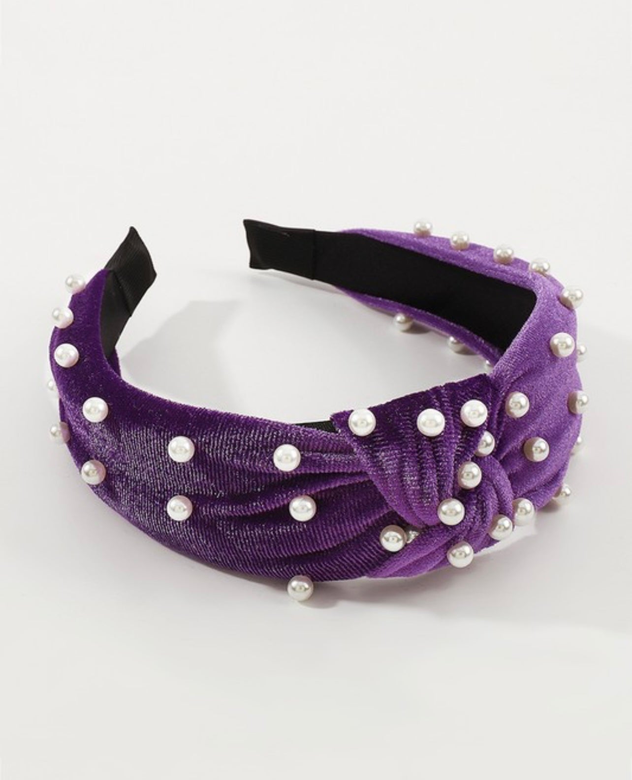 Velvet Topknot headband with pearls