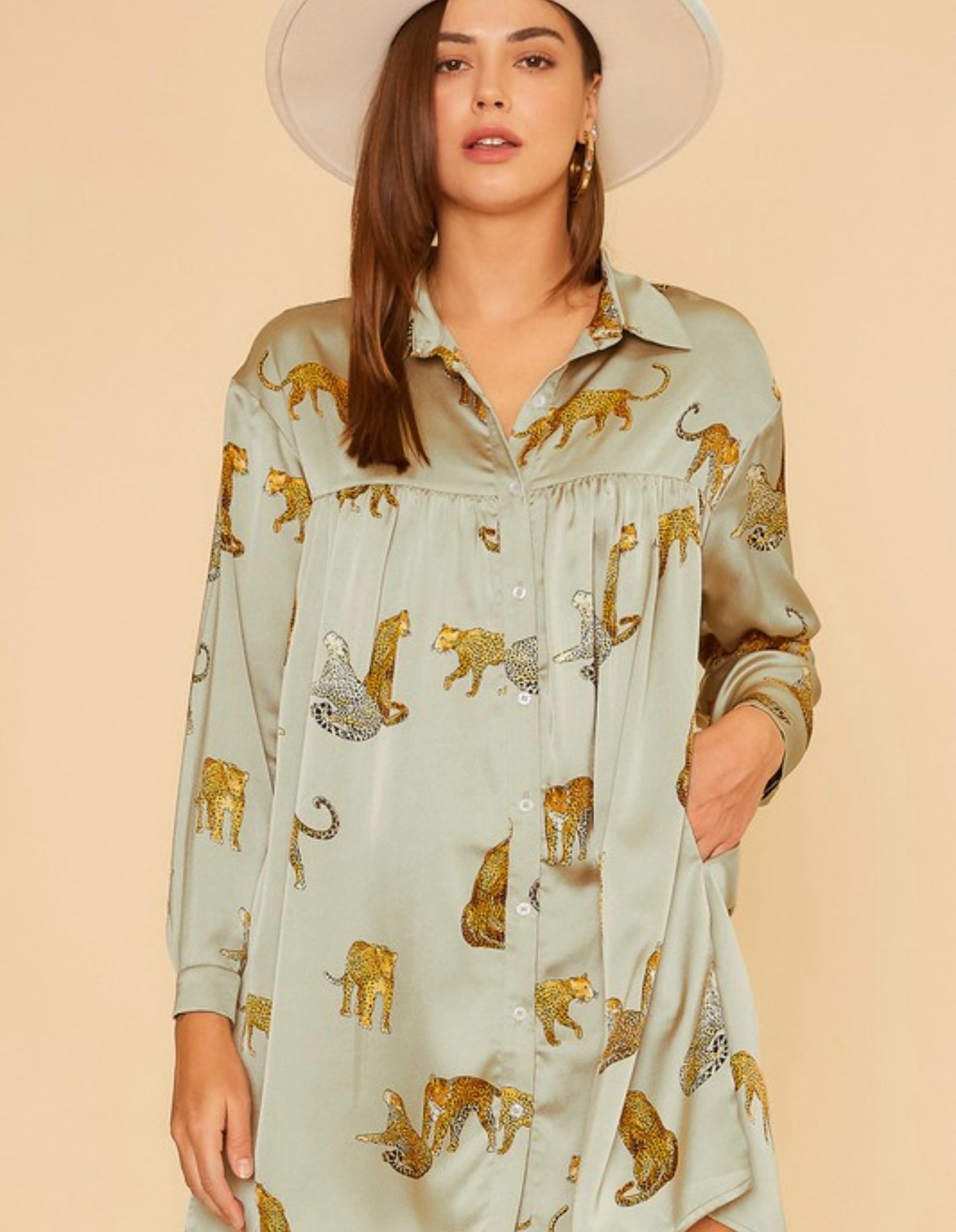 Wild About You button down loose fit mini dress